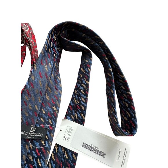 PACO RABANNE Set of 2 Red Blue Vintage Mens Ties - Picture 6 of 7